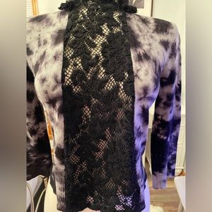 Sheer Lace Center!  Super Sexy. Tie-Dye Top w/lace down the front! Hot!